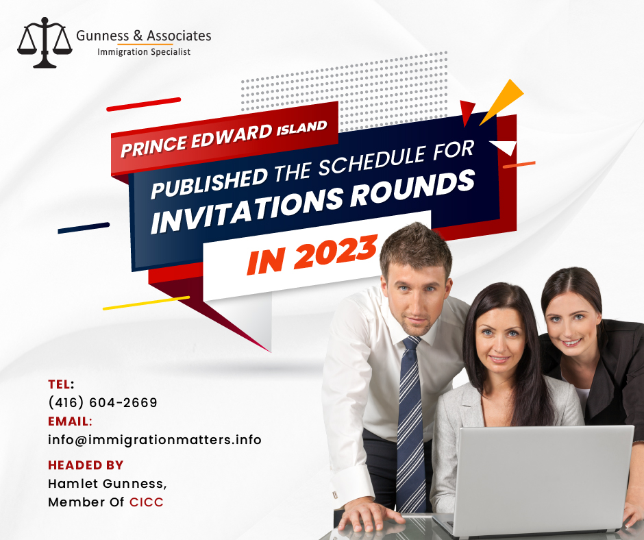Prince Edward Island published the schedule for PEI invitations rounds in 2023