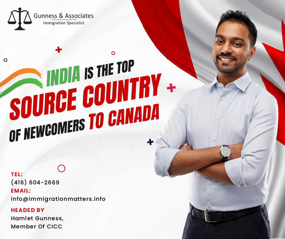 top source country of newcomers to Canada according to the new reports published by Immigration, Refugees and Citizenship Canada (IRCC), in 2022, around 46% of landed immigrants in Canada were from Asian countries. India remains the primary source of newcomers to Canada, accounting for over a quarter (25%) of all permanent residents in the country. Last year, 118,095 Indians landed as permanent residents - an impressive six-fold increase compared to Canada’s second-highest source country for new immigrants - China. In 2022, there were only 31,815 Chinese landed immigrants in Canada. Top source country of newcomers to Canada The countries listed below are the sources of new immigrants to Canada in 2022: Country Total immigrants for 2022 Percentage of immigrants India 118,095 27% China 31,815 7.2% Afghanistan 23,735 5.4% Nigeria 22,085 5.05% Philippines 22,070 5.04% France 14,145 3.2% Pakistan 11,585 2.6% Iran 11,105 2.5% United States of America 10,400 2.3% Syria 8,500 1.9% Provinces in Canada for Permanent Residents in 2022 In 2022, Ontario kept attracting the largest number of permanent residents, but this percentage decreased (-6.7%) from 2021 to 2022. In terms of landed immigrants, Ontario is followed by Quebec, British Columbia, Alberta, Manitoba, and Saskatchewan. In comparison to 2021, Québec increased by 3.4%, Saskatchewan by 2.2%, and Alberta by 1.4%. However, compared to 2021, immigration to British Columbia was down 3.1%. Province Permanent Residents in 2022 % of all PRs in 2022 Ontario 184,725 42.2% Quebec 68,685 15.7% British Columbia 61,215 14% Alberta 49,460 11.3% Manitoba 21,645 4.9% Saskatchewan 21,635 4.9% Nova Scotia 12,650 2.8% New Brunswick 10,205 2.3% Newfoundland and Labrador 3,490 0.7% Prince Edward Island 2,665 0.6% Yukon 455 0.1% Northwest Territories 235 0.0% Nunavut 45 0.0% China, the Philippines, and India complete the top three countries for newly arrived international students in 2022. More than half of the international students who entered Canada last year were from India. In addition, as of December 2022, there were 319,130 Indian students studying and living in Canada. India has three times as many students as China, the second-largest source country. Nearly 100,000 Chinese students were registered in Canadian universities. The largest province, Ontario, continues to welcome more than 400,000 international students. When compared to the total number of all the other Canadian provinces, this number is even higher. Additionally, this number is twice as large as British Columbia, the 2nd province. 377,785 international students were registered in educational institutions across other Canadian provinces in 2022. Want to know more details about “India is the top source country of newcomers to Canada” you can contact one of our immigration specialists at Gunness & Associates. Tel: (416) 604-2669 Email: info@immigrationmatters.info Gunness & Associates has helped thousands of people successfully immigrate to Canada with their families. Our skilled and experienced immigration experts have the expertise to accurately examine your case and advise you on the best method of proceeding to best serve your needs. For honest and straightforward advice, contact the experts at Gunness & Associates. Get a free Assessment Join our newsletter and get up-to-date immigration news Click here All rights reserved ©2022 Gunness & Associate