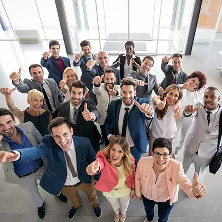 a group of people standing together