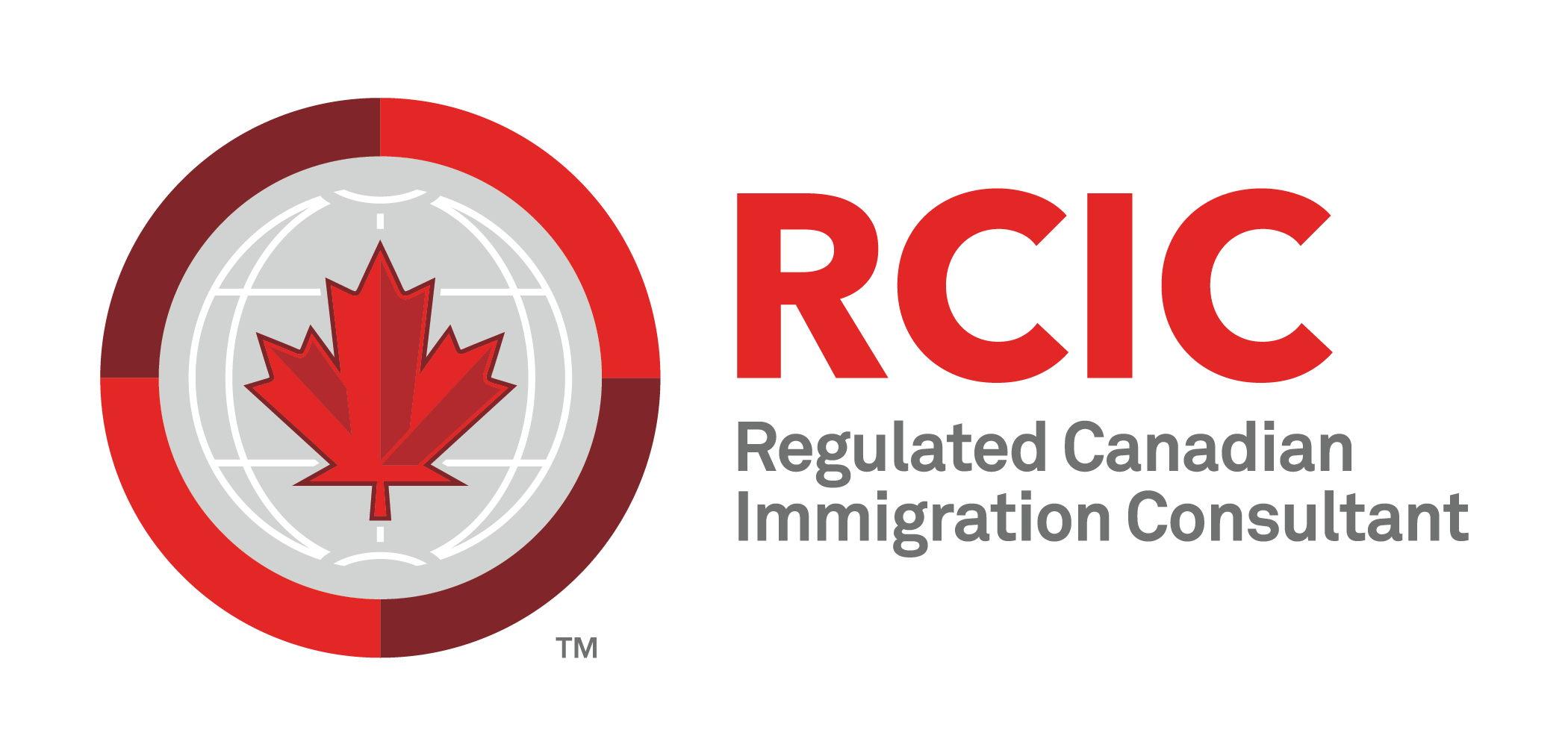 a logo with a red leaf and a globe